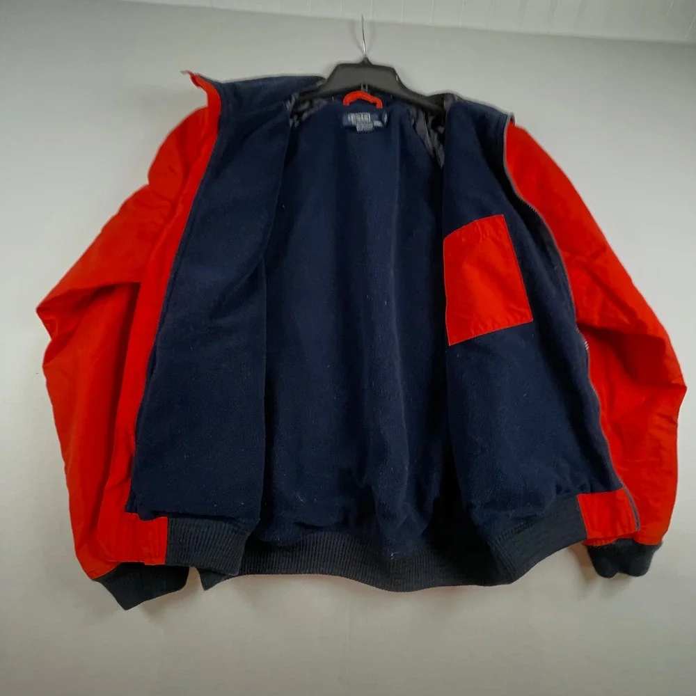 VTG‎ Polo Ralph Lauren Men's Red Navy Fleece Lined Bomber Jacket Size M